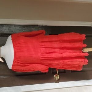 Tomato Rose Red Lace Dress nwot